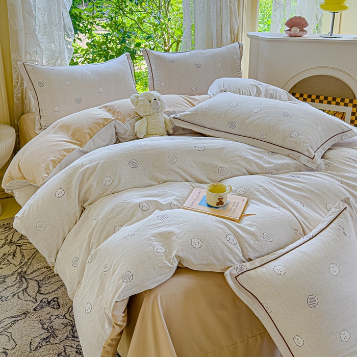 91家纺网 家纺一手货源 找家纺 可思家纺 2025新款云柔棉四件套 快乐修勾