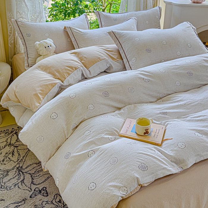 91家纺网 家纺一手货源 找家纺 可思家纺 2025新款云柔棉四件套 快乐修勾