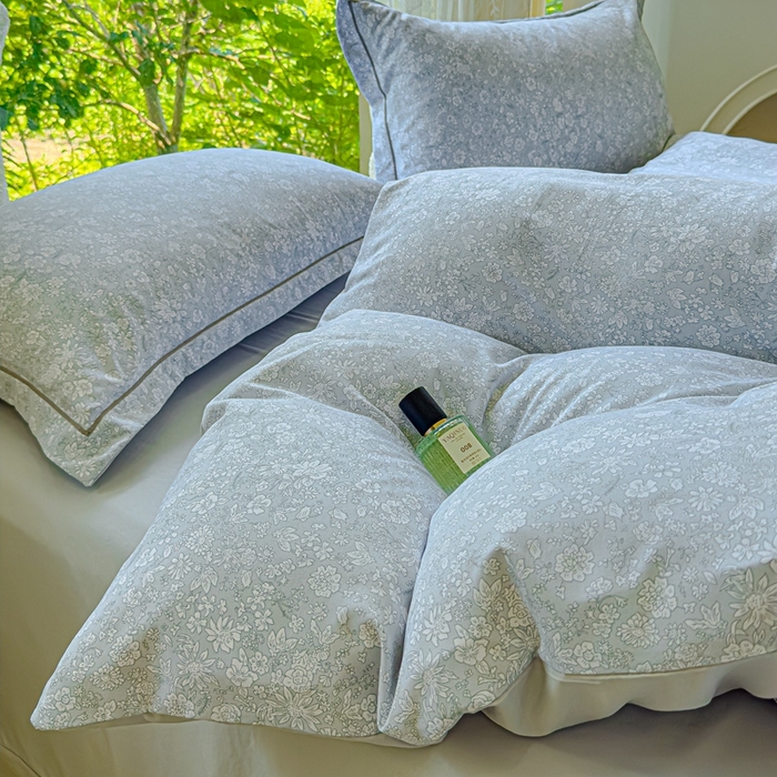 91家纺网 家纺一手货源 找家纺 可思家纺 2025新款云柔棉四件套 蓝茵河畔