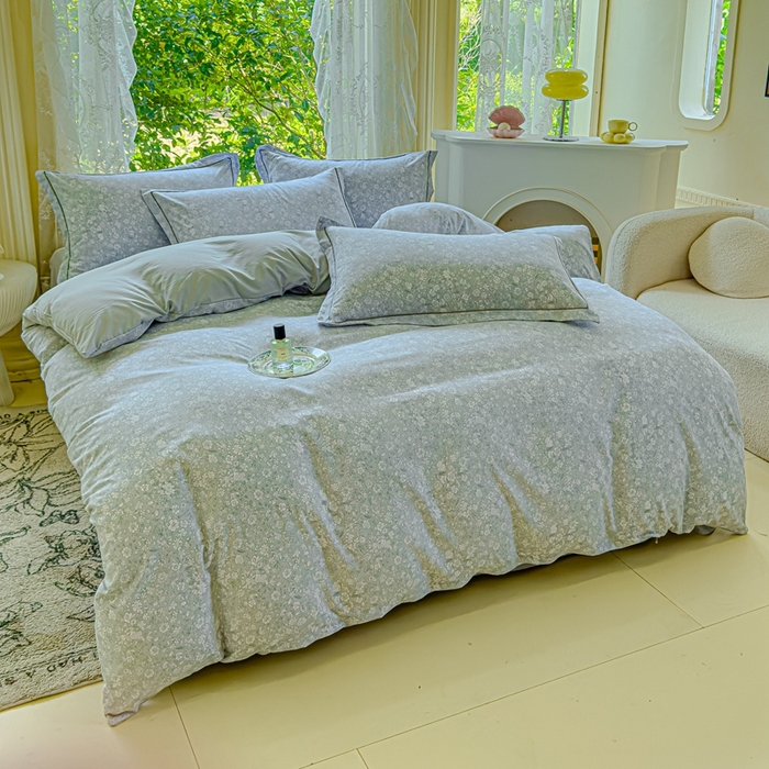 91家纺网 家纺一手货源 找家纺 可思家纺 2025新款云柔棉四件套 蓝茵河畔