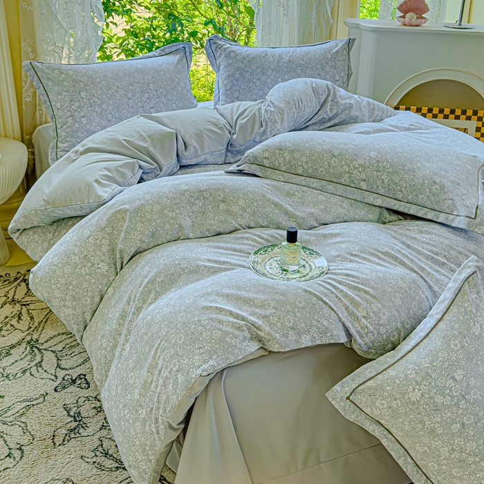 91家纺网 家纺一手货源 找家纺 可思家纺 2025新款云柔棉四件套 蓝茵河畔