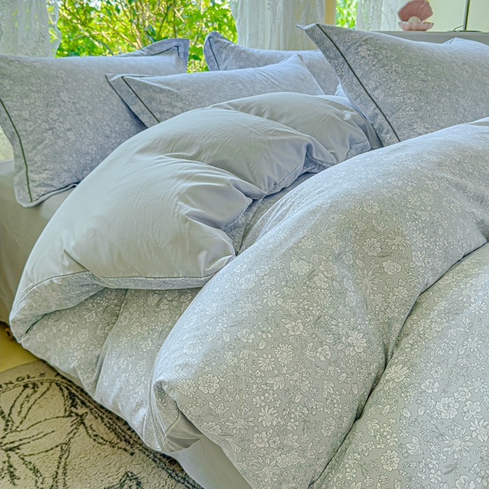 91家纺网 家纺一手货源 找家纺 可思家纺 2025新款云柔棉四件套 蓝茵河畔