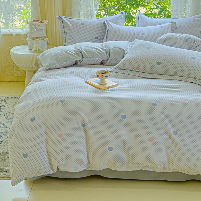 91家纺网 家纺一手货源 找家纺 可思家纺 2025新款云柔棉四件套 梦幻心心