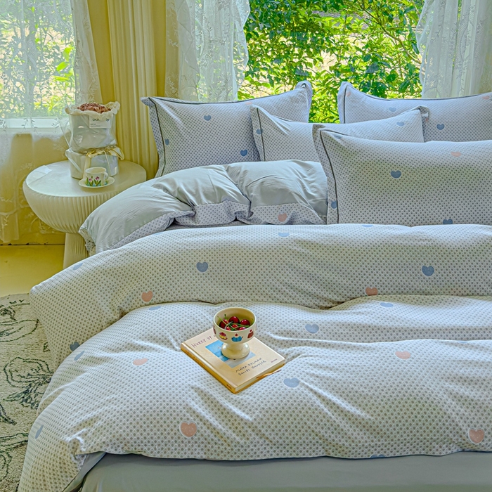 91家纺网 家纺一手货源 找家纺 可思家纺 2025新款云柔棉四件套 梦幻心心