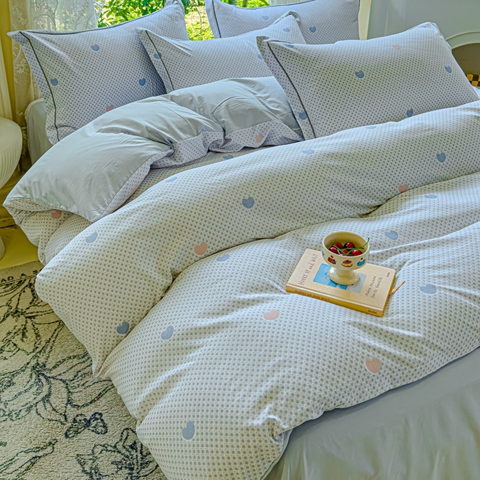 91家纺网 家纺一手货源 找家纺 可思家纺 2025新款云柔棉四件套 梦幻心心