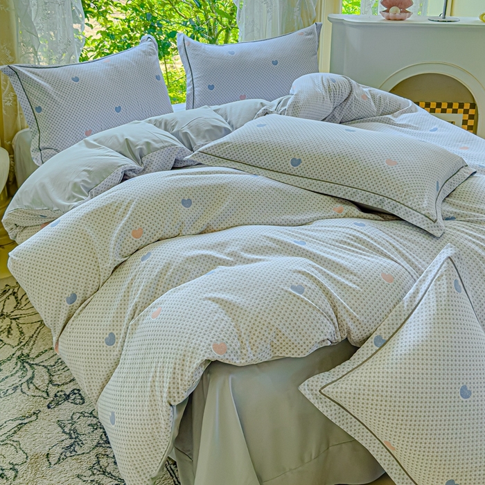 91家纺网 家纺一手货源 找家纺 可思家纺 2025新款云柔棉四件套 梦幻心心