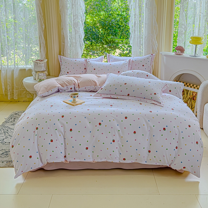 可思家纺 2025新款云柔棉四件套 奶油草莓