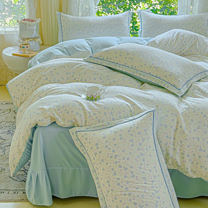 91家纺网 家纺一手货源 找家纺 可思家纺 2025新款云柔棉四件套 清花雅韵