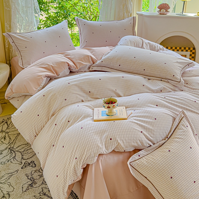 91家纺网 家纺一手货源 找家纺 可思家纺 2025新款云柔棉四件套 水果派对-浅粉