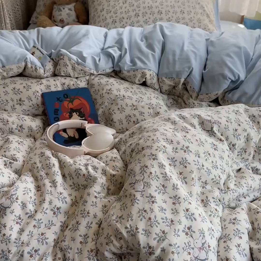 91家纺网 家纺一手货源 找家纺 （总）沐芷 2025 开学季水洗棉四件套 卡通简约风超柔舒适三件套