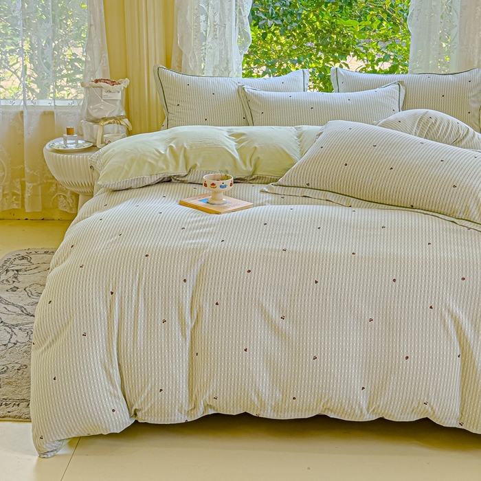 91家纺网 家纺一手货源 找家纺 可思家纺 2025新款云柔棉四件套 水果派对-浅绿