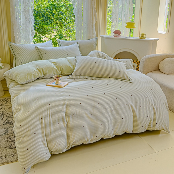 91家纺网 家纺一手货源 找家纺 可思家纺 2025新款云柔棉四件套 水果派对-浅绿