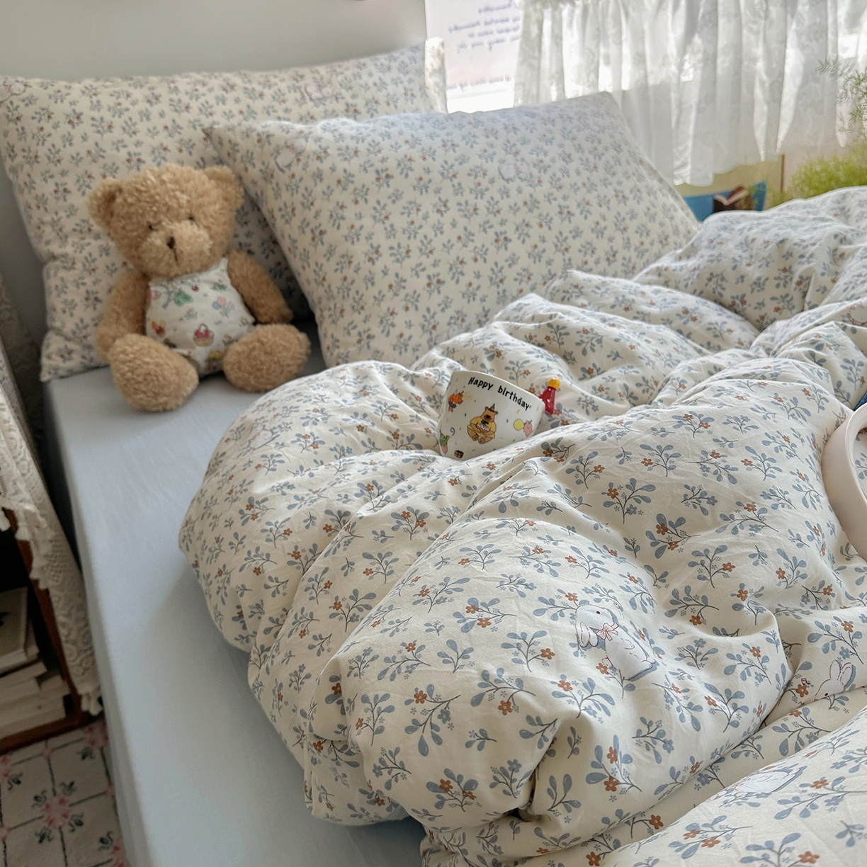 91家纺网 家纺一手货源 找家纺 （总）沐芷 2025 开学季水洗棉四件套 卡通简约风超柔舒适三件套