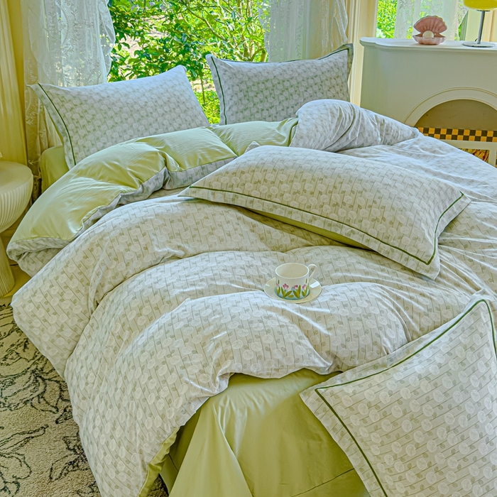 91家纺网 家纺一手货源 找家纺 可思家纺 2025新款云柔棉四件套 藤蔓花影