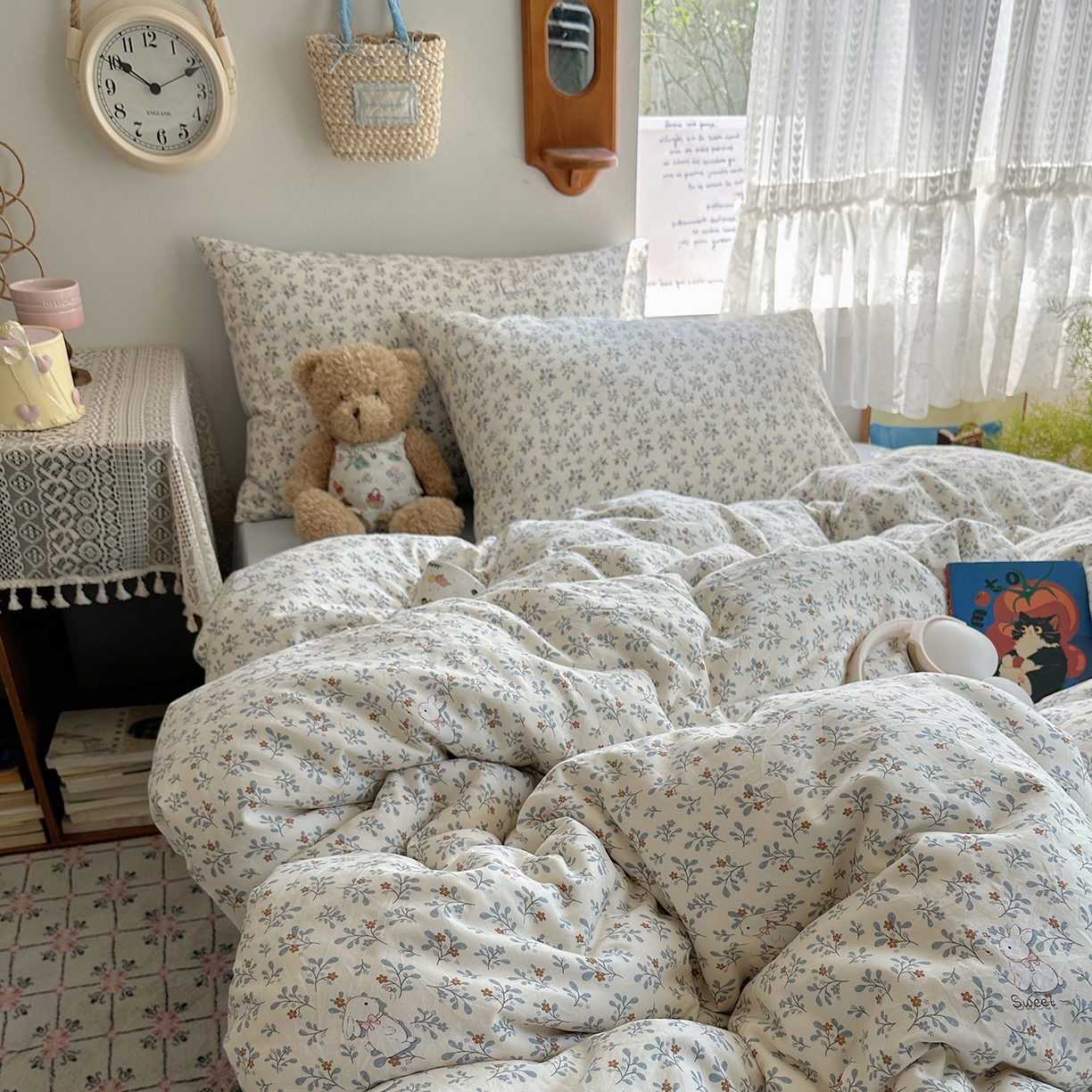 91家纺网 家纺一手货源 找家纺 （总）沐芷 2025 开学季水洗棉四件套 卡通简约风超柔舒适三件套