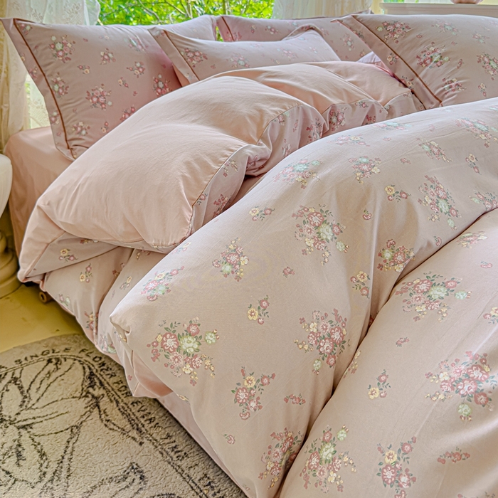 91家纺网 家纺一手货源 找家纺 可思家纺 2025新款云柔棉四件套 汀花里-浅玉