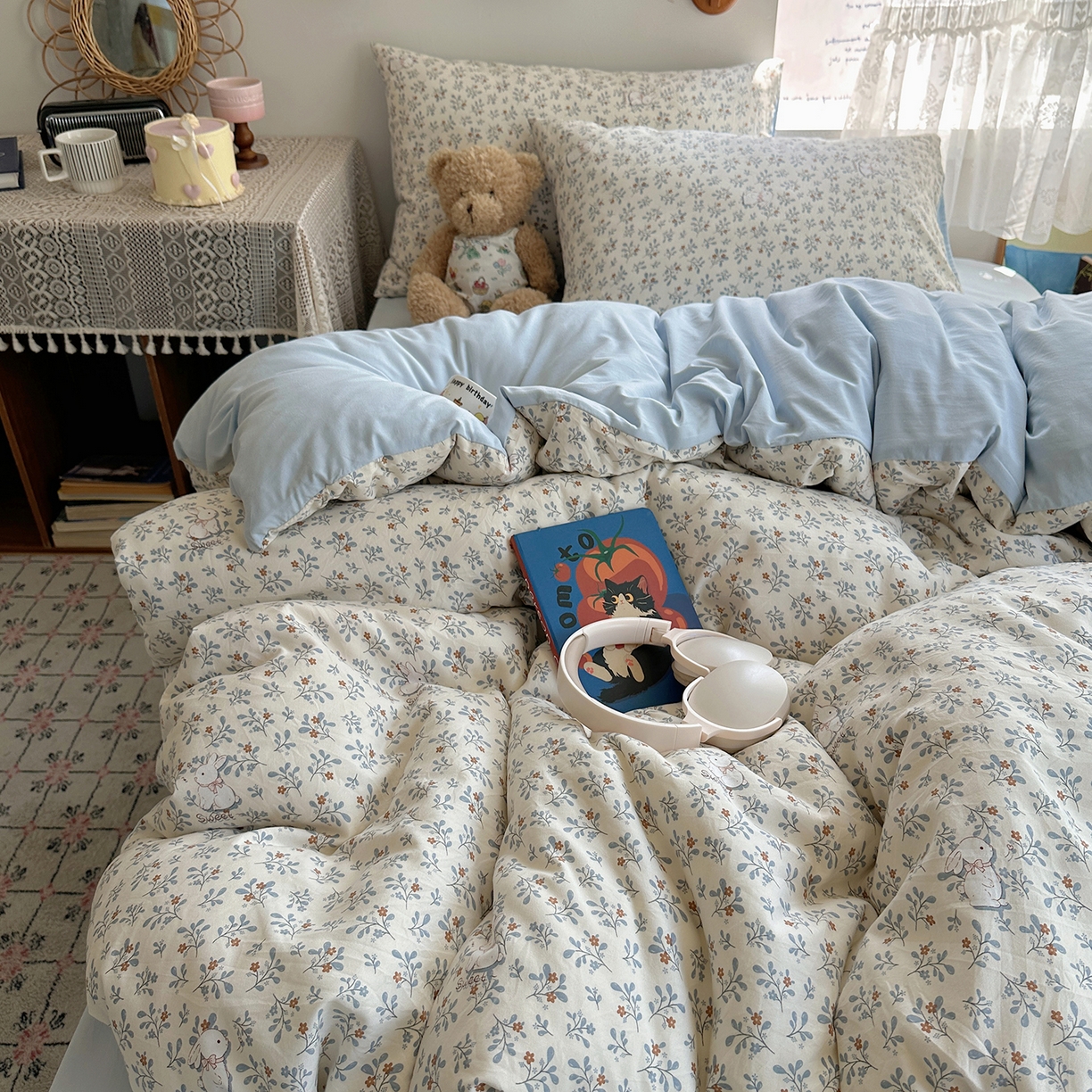 91家纺网 家纺一手货源 找家纺 （总）沐芷 2025 开学季水洗棉四件套 卡通简约风超柔舒适三件套