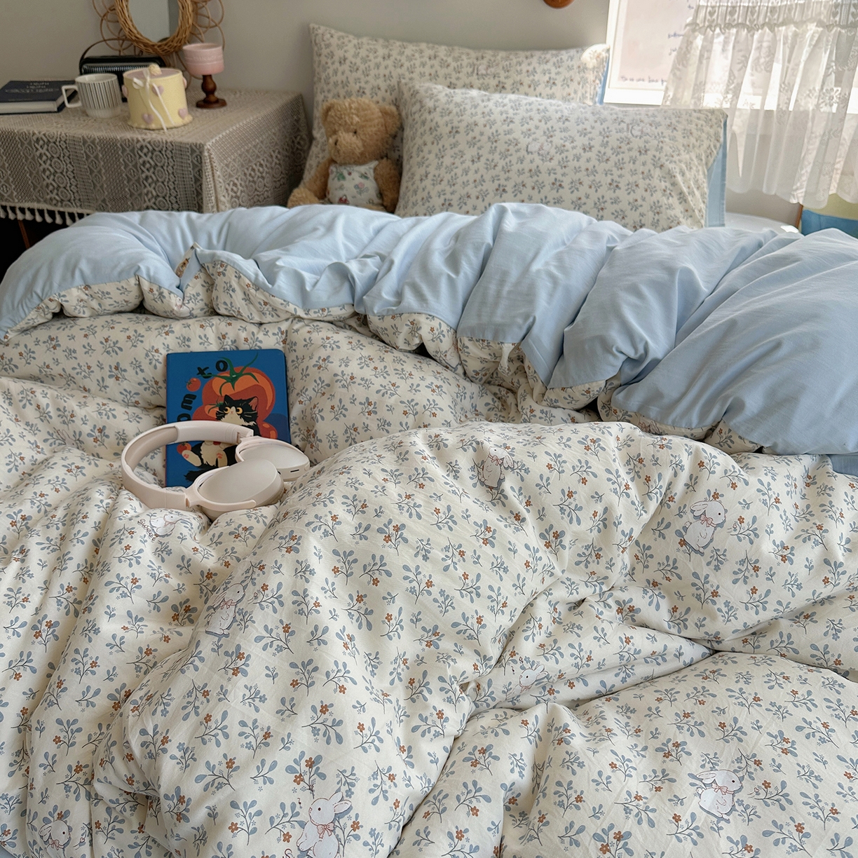 91家纺网 家纺一手货源 找家纺 （总）沐芷 2025 开学季水洗棉四件套 卡通简约风超柔舒适三件套