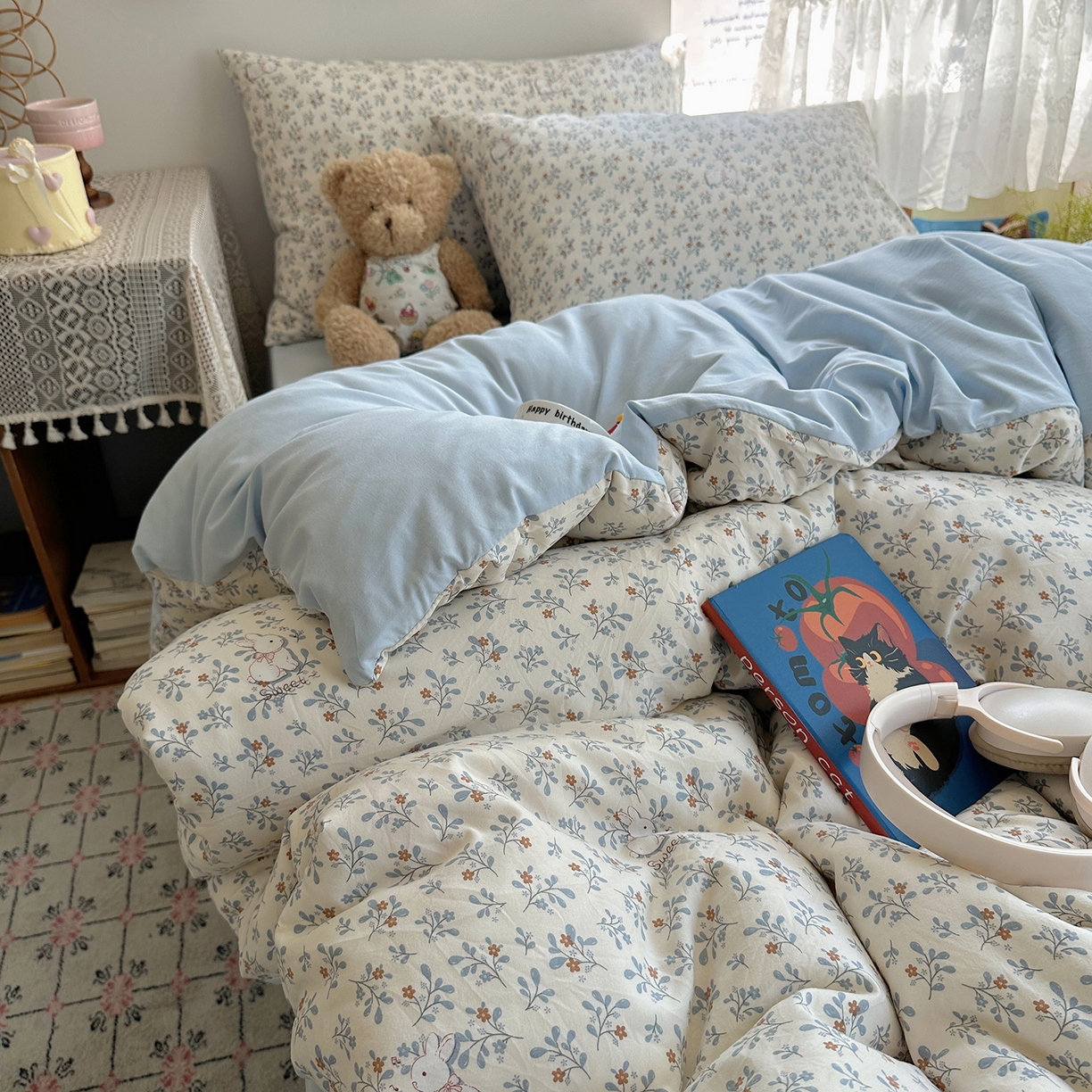 91家纺网 家纺一手货源 找家纺 （总）沐芷 2025 开学季水洗棉四件套 卡通简约风超柔舒适三件套