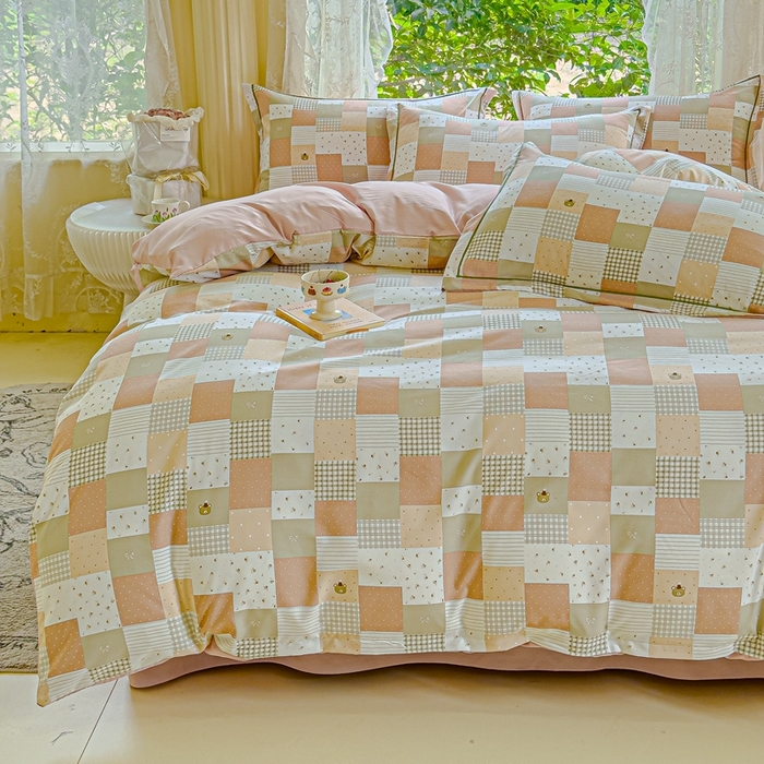 91家纺网 家纺一手货源 找家纺 可思家纺 2025新款云柔棉四件套 晚安小熊-咖