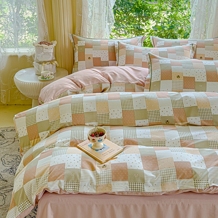 91家纺网 家纺一手货源 找家纺 可思家纺 2025新款云柔棉四件套 晚安小熊-咖