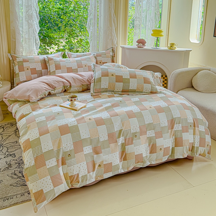 91家纺网 家纺一手货源 找家纺 可思家纺 2025新款云柔棉四件套 晚安小熊-咖