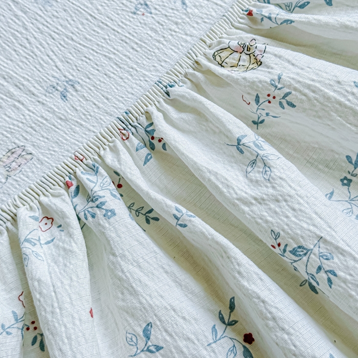 91家纺网 家纺一手货源 找家纺 佑佳家纺2025新款A类高克重水洗棉床笠 草丛兔