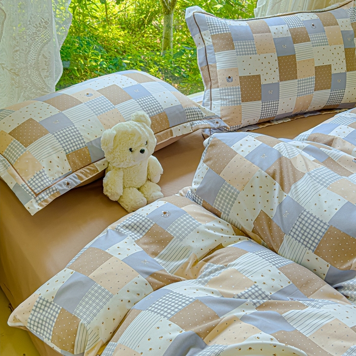 91家纺网 家纺一手货源 找家纺 可思家纺 2025新款云柔棉四件套 晚安小熊-蓝