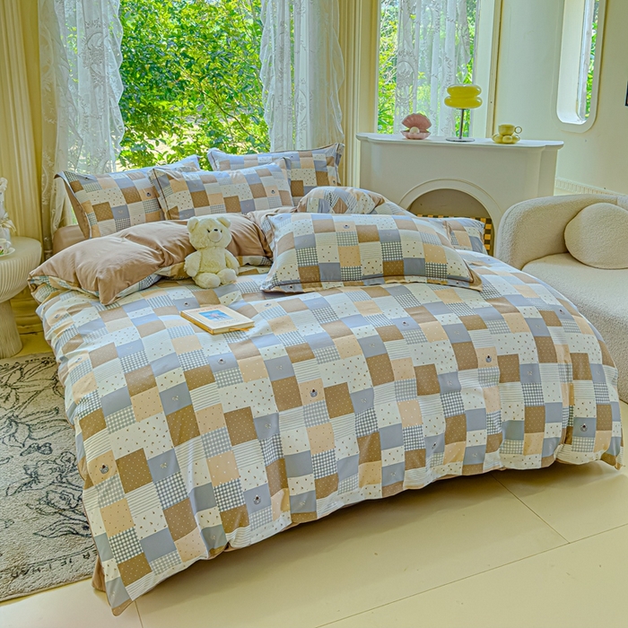 91家纺网 家纺一手货源 找家纺 可思家纺 2025新款云柔棉四件套 晚安小熊-蓝