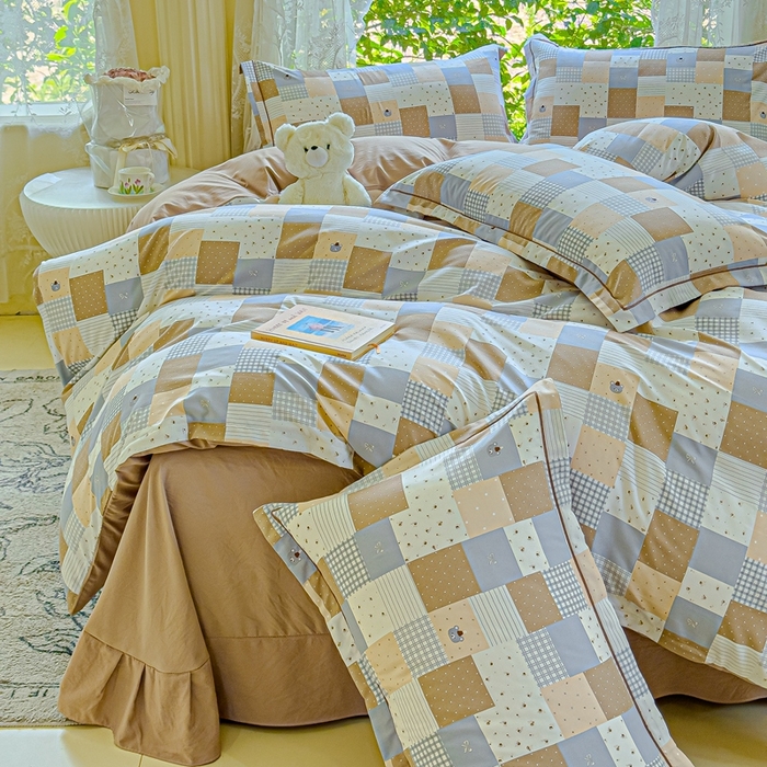 91家纺网 家纺一手货源 找家纺 可思家纺 2025新款云柔棉四件套 晚安小熊-蓝