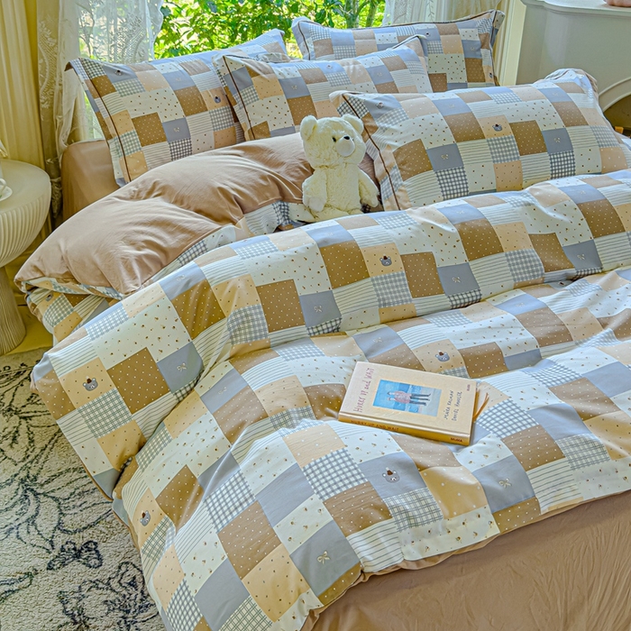 91家纺网 家纺一手货源 找家纺 可思家纺 2025新款云柔棉四件套 晚安小熊-蓝