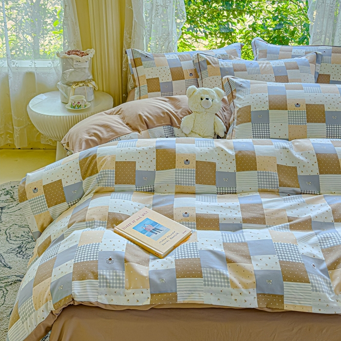 91家纺网 家纺一手货源 找家纺 可思家纺 2025新款云柔棉四件套 晚安小熊-蓝