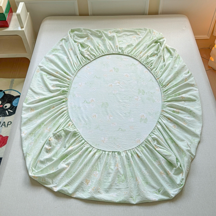 91家纺网 家纺一手货源 找家纺 佑佳家纺2025新款A类高克重水洗棉床笠 兰樱