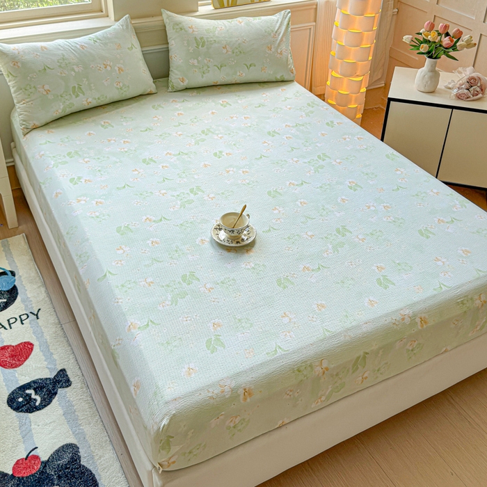 91家纺网 家纺一手货源 找家纺 佑佳家纺2025新款A类高克重水洗棉床笠 兰樱