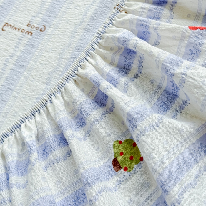 91家纺网 家纺一手货源 找家纺 佑佳家纺2025新款A类高克重水洗棉床笠 蓝胖子