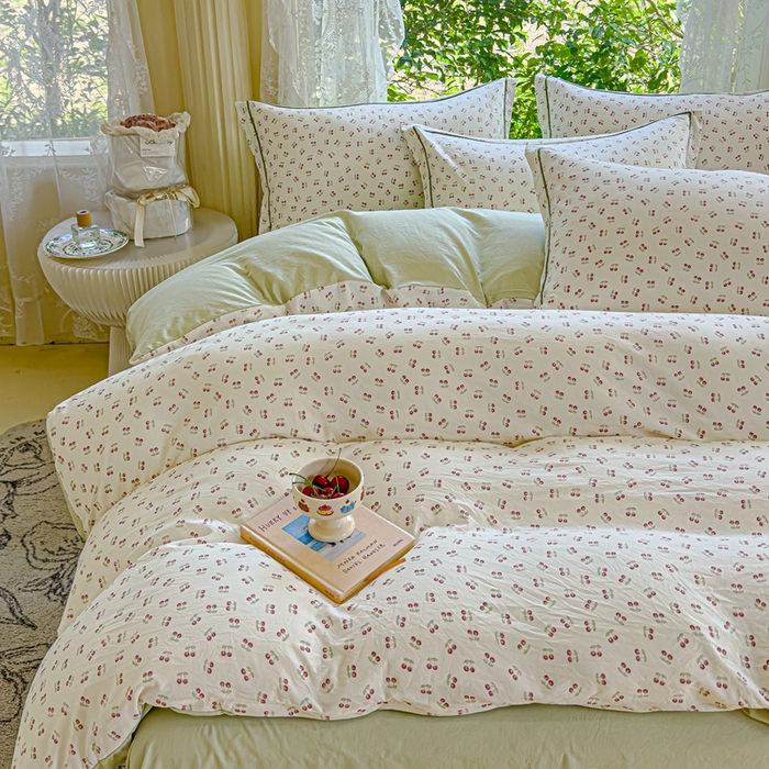 91家纺网 家纺一手货源 找家纺 可思家纺 2025新款云柔棉四件套 夏日甜果