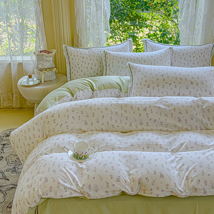 91家纺网 家纺一手货源 找家纺 可思家纺 2025新款云柔棉四件套 阳光花房