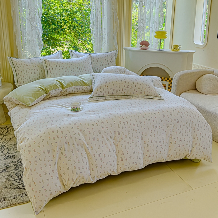 91家纺网 家纺一手货源 找家纺 可思家纺 2025新款云柔棉四件套 阳光花房