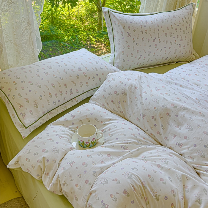 91家纺网 家纺一手货源 找家纺 可思家纺 2025新款云柔棉四件套 阳光花房