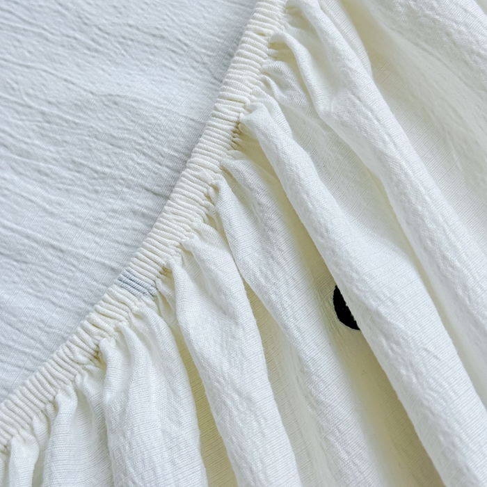 91家纺网 家纺一手货源 找家纺 佑佳家纺2025新款A类高克重水洗棉床笠 蓝色蝴蝶结