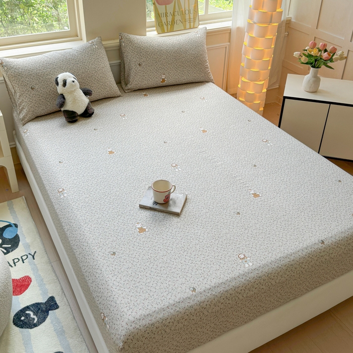 91家纺网 家纺一手货源 找家纺 佑佳家纺2025新款A类高克重水洗棉床笠 乐趣