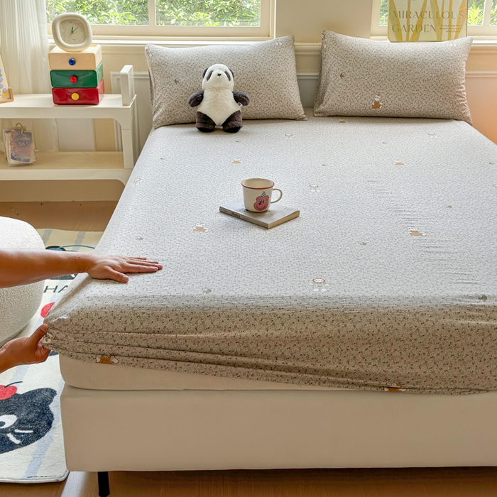 91家纺网 家纺一手货源 找家纺 佑佳家纺2025新款A类高克重水洗棉床笠 乐趣