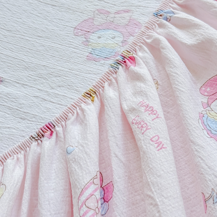 91家纺网 家纺一手货源 找家纺 佑佳家纺2025新款A类高克重水洗棉床笠 莓乐迪