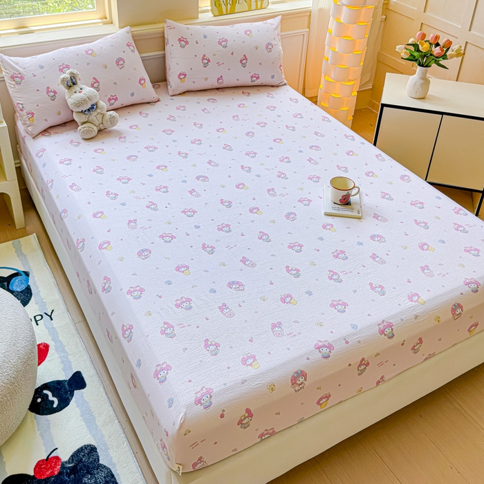 91家纺网 家纺一手货源 找家纺 佑佳家纺2025新款A类高克重水洗棉床笠 莓乐迪