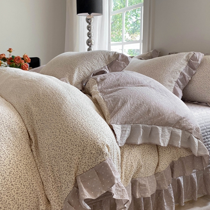 91家纺网 家纺一手货源 找家纺 （总）2025新款韩版花边床盖四件套公主风床盖四件套