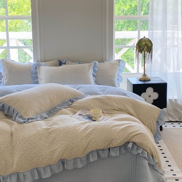 91家纺网 家纺一手货源 找家纺 （总）2025新款韩版花边床盖四件套公主风床盖四件套