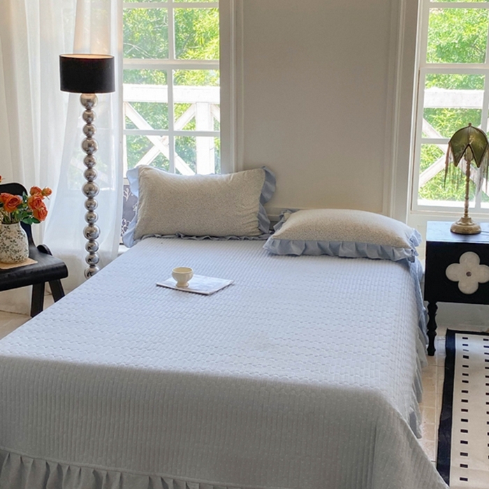 91家纺网 家纺一手货源 找家纺 （总）2025新款韩版花边床盖四件套公主风床盖四件套