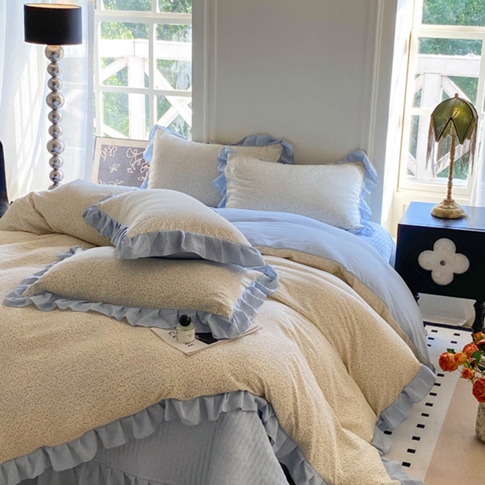 91家纺网 家纺一手货源 找家纺 （总）2025新款韩版花边床盖四件套公主风床盖四件套