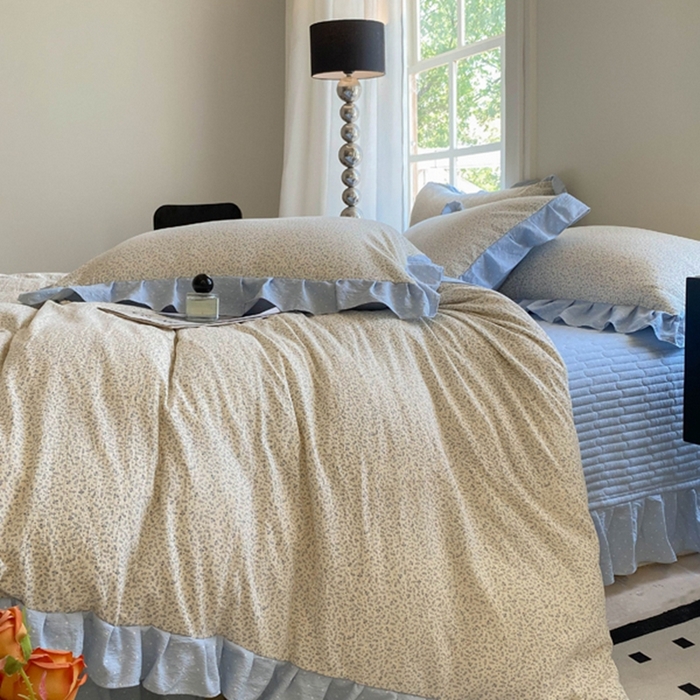 91家纺网 家纺一手货源 找家纺 （总）2025新款韩版花边床盖四件套公主风床盖四件套