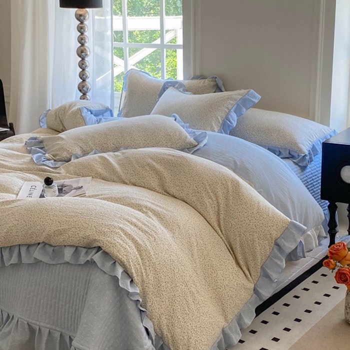 91家纺网 家纺一手货源 找家纺 （总）2025新款韩版花边床盖四件套公主风床盖四件套